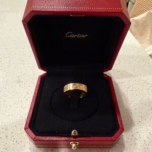 Cartier Yellow Gold LOVE ring- 3 diamonds size 51